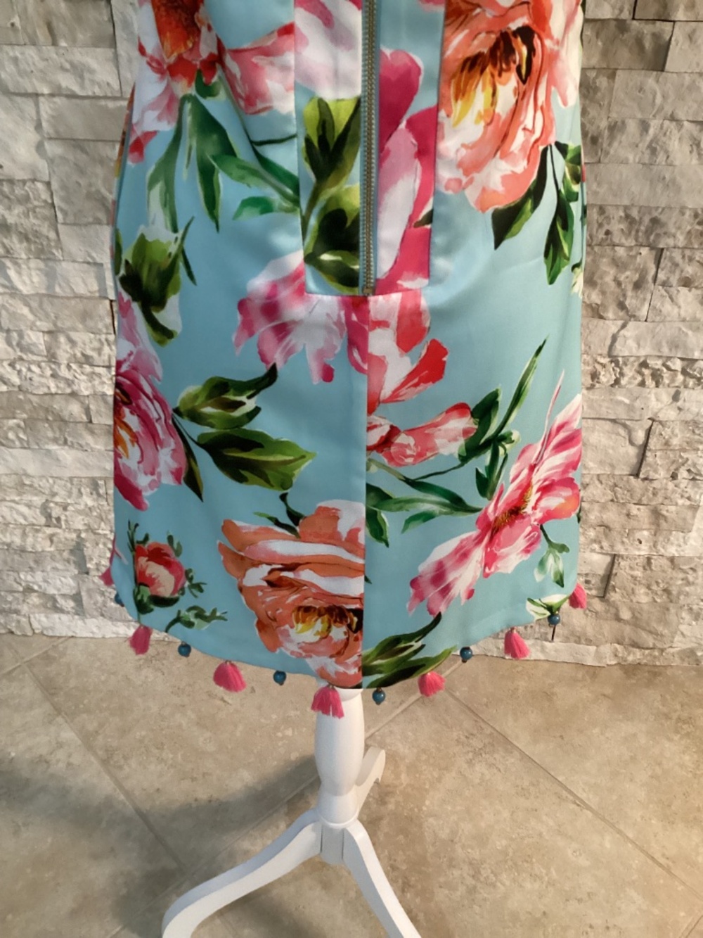 Laundry by Shelli Segal Women's Sleeveless Floral Pom Pom Dress - Picture 8 of 13